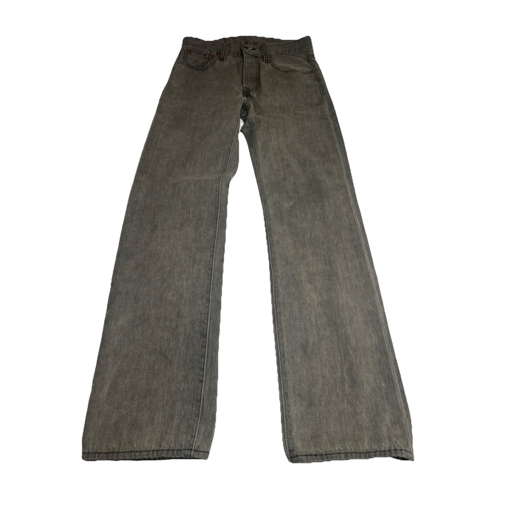 Levis 501 Premium Mens Gray Button Fly Jeans 30x32 Big E Straight Leg Irregular